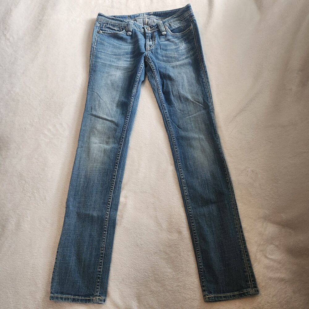 Miss Me Seville Skinny Jeans Size 29 Blue Distressed Embellished Rhinestone EUC